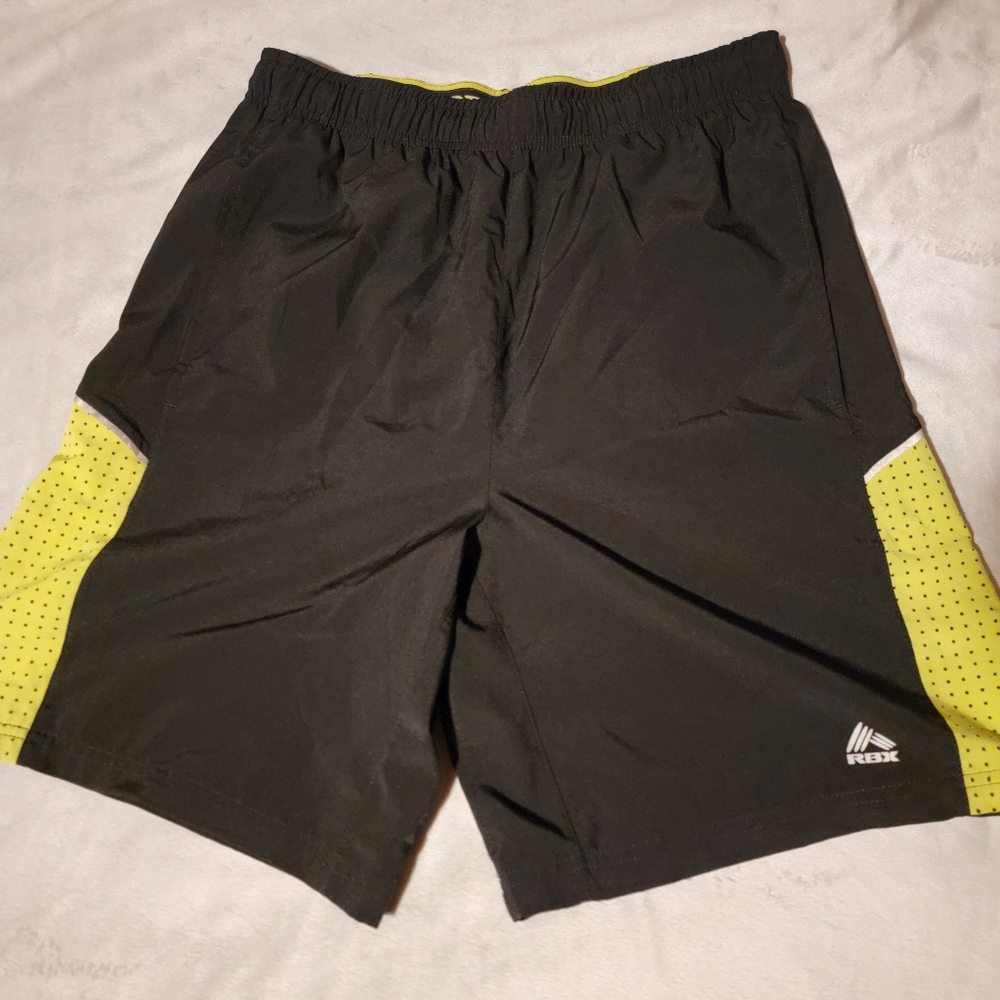 Men's Black and Yellow Athletic Shorts